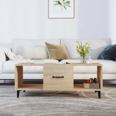 Afbeelding van Salontafel 102x50x40 cm bewerkt hout sonoma eikenkleurig