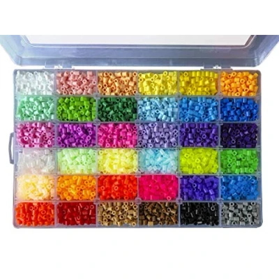 Afbeelding van La Manuli Fuse Beads Strijkkralen van 11.000 stuks 5 mm 36 Kleuren Compatibel met Pyssla Srijkkrale, kinderbeveiliging, Kralen, Transparante Plastic Doos