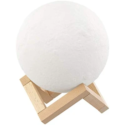 Afbeelding van Lunartec Maanlamp: decoratieve maanlamp met led, touch bediening, batterij, 3 kleuren, Ø 15 cm (led maanlamp, led bedlamp)