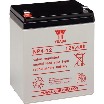 Afbeelding van NP4 12 Yuasa loodzuurbatterij met volt en 4 Ah, 4,8 mm Faston contact