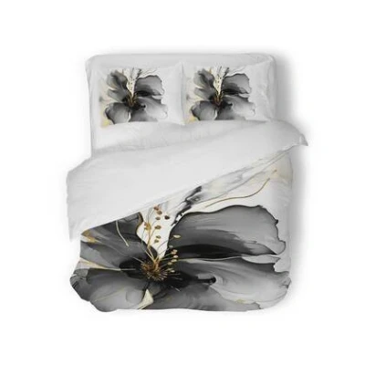 Afbeelding van Eleganzzz Dekbedovertrek Grande Fleur Grey 240x200/220cm Micropercal Lits Jumeaux Dekbedovertrekken