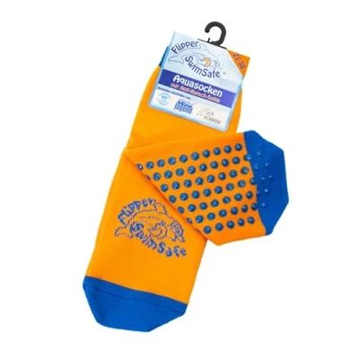 Afbeelding van Flipper Swimsafe Aquasocks 1053 met antislipzool, blauw/oranje, voor kinderen en baby&#039;s, maat 27 30