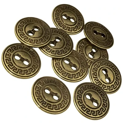Afbeelding van AERZETIX C56621 Set van 10 metalen naaiknopen Ø 20 mm met 2 gaten opening 3 antieke gouden kleur fournituren naaien kleding handwerk jeans