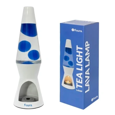 Afbeelding van Waxinelicht Lavalamp Wit Met Blauwe Lava