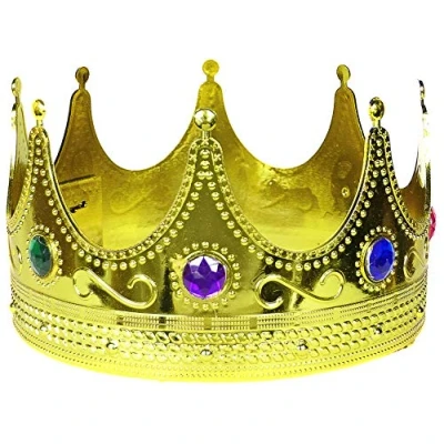 Afbeelding van Gouden kroon koninklijke koningin Crown bezet met kleurrijke robijnen het perfecte accessoire voor je koningskostuum