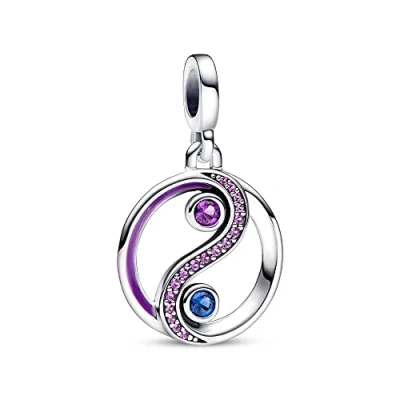 Afbeelding van PANDORA ME Sterling zilveren Yin en Yang medaillon met sterrenblauw kristal koningspaars email, zilver, Geen edelsteen