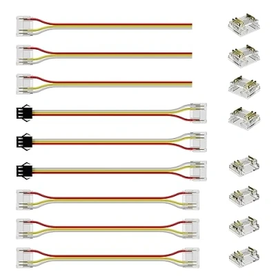 Afbeelding van PAUTIX Connectorset voor RGBIC COB LED strips 3 polige naadloze aansluitset strip op stekker connector draadband