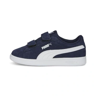 Afbeelding van Puma Smash Sneakers laag voor kinderen, Maat: 32.5, Navy/white Leer en textiel