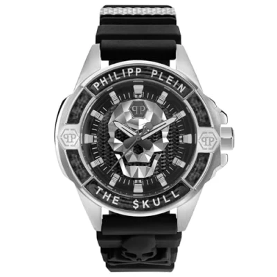 Afbeelding van Philipp Plein The $Kull Carbon Fiber PWAAA1622 Horloge Siliconen Zwart Ø 44 mm