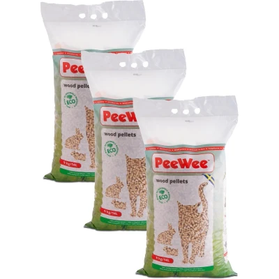 Afbeelding van Peewee Kattenbakvulling Houtkorrels 3 x 9 kg 42 L