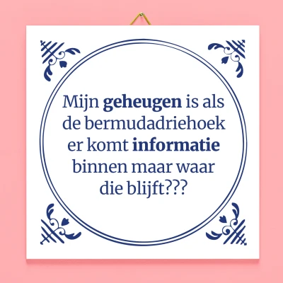 Afbeelding van Tegeltje Mijn Geheugen Is Als De Bermudadriehoek