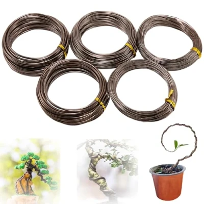 Afbeelding van DZDSBB Bonsaaigeanodiseerd aluminiumdraad voor bonsai, 5 formaten, starterset 1,0 mm, 1,5 2,0 2,5 3,0 mm (5 50 m, bruin)