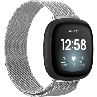 Afbeelding van iMoshion bandje Geschikt voor Fitbit Versa 4 / 3 Sense 2 Milanese Watch Zilver