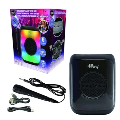 Afbeelding van Lexibook, iParty, K8310 Draagbare Bluetooth luidspreker met microfoon, krachtig geluidsvolume, kleurrijke lichteffecten, oplaadbare batterij,