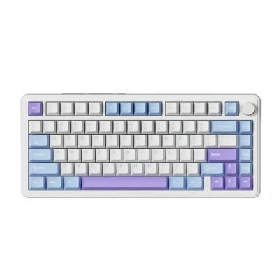Afbeelding van ATTACK SHARK X85 Mechanisch toetsenbord met knop, 75% tri mode (BT5.0/2,4G/USB C) draadloos gaming en vijf laagse bekleding, RGB, 5000 mAh, hot swappable, PBT toetsen voor