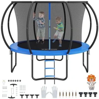 Image de VEVOR Trampoline Extérieur Intérieur 3 m pour Enfants Charge Maximale 150 kg avec Filet de Sécurité à 360 Couverture Mousse Épaisse Facile Installer Parc Loisir Arrière Cour