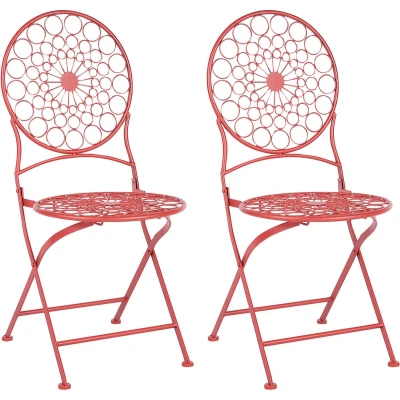 Afbeelding van SCARIO Tuinstoelen set van 2 Rood IJzer