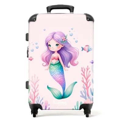 Afbeelding van NoBoringSuitcases.com® Zeemeermin kindertrolley meisjes Roze koffer 20 kg bagage
