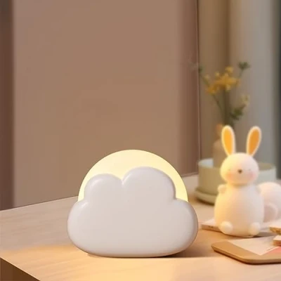 Afbeelding van Diboniur Draagbaar nachtlampje, wolk, oplaadbaar, voor borstvoeding, nachtlampje baby&#039;s, bedlampje kinderen, decoratie, babykamer, 4 instelbare intensiteiten (wit)