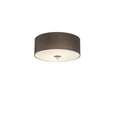 Afbeelding van QAZQA Landelijke plafondlamp taupe 30 cm Drum Jute