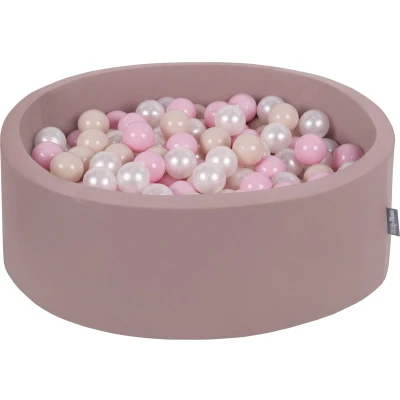 Afbeelding van KiddyMoon Ballenbad voor baby&#039;s, rond, 90 x 30 cm/200 ballen 7 cm ballenbakken speelgoed kinderen, Berue: pastelbeige/poederroze/parel