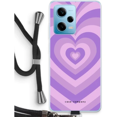 Afbeelding van Case Company® hoesje met Koord geschikt voor Xiaomi Redmi Note 12 Pro 5G Hart Paars Telefoonhoesje Zwart Bescherming aan alle Kanten en Over de Schermrand