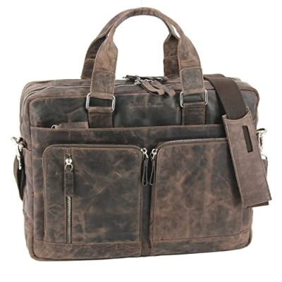Afbeelding van Roberto Romano Laptoptas TORINO bruin echt leer 31x42x12cm JU 48210