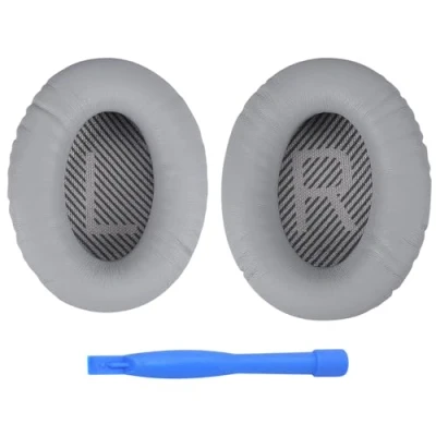 Afbeelding van Vervangende Oorkussens voor Bose QuietComfort 35 (QC35)/Bose Quiet Comfort II (QC35 II) Over ear Hoofdtelefoon van MMOBIEL Protein PU Koptelefoon Earpads Licht Grijs