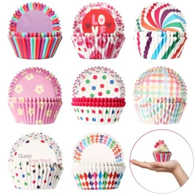 Afbeelding van WECUTE 400 stuks papieren vormpjes voor muffins, cupcakes, regenboog, gebak, dessert, feest, verjaardag, bruiloft