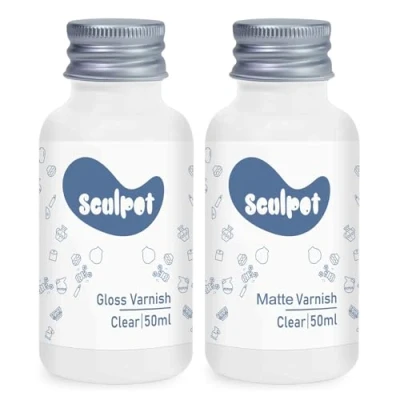 Afbeelding van Luchtgedroogde kleinagellakset, 2 x 50 ml matte glanzende kleivernis voor luchtdroging, klei ambachtelijk aardewerk, waterdicht, afwerking, duurzaam