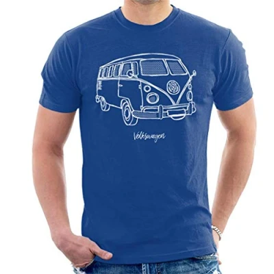 Afbeelding van Volkswagen Camper Doodle T shirt voor heren, Royal Blauw