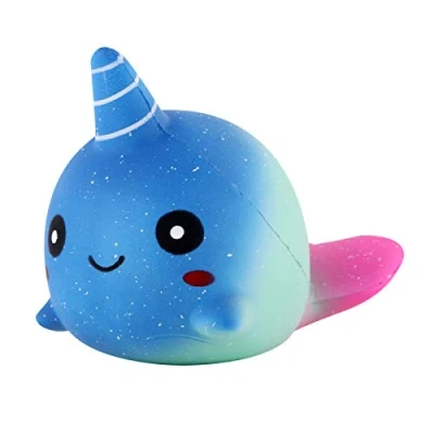 Afbeelding van Anboor Squeeze Toys Giant Narval Walvis Langzaam Stijgend Anti Stress Speelgoed Squishy Kawaii Galaxy