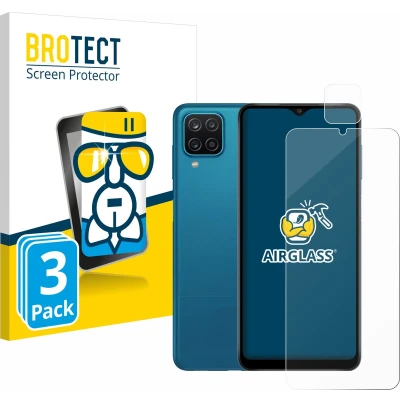 Afbeelding van BROTECT Screenprotector voor Samsung Galaxy A12 (Voor+Camera) Folie Beschermfolie Beschermglas transparant (3 Stuks)
