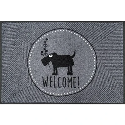 Afbeelding van wash+dry Heer Just Welcome! Voetmat wasbaar voor binnen en buiten 50x75cm grijs