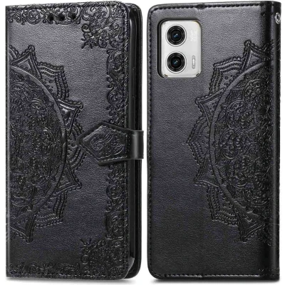 Afbeelding van iMoshion Hoesje Geschikt voor Motorola Moto G73 Met Pasjeshouder Mandala Bookcase Zwart