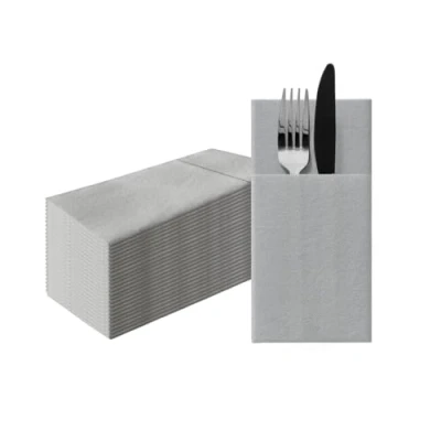 Afbeelding van PAW Papieren servet Airlaid (1/8 zak) I Monocolour, Zilver Decoratie voor Verjaardagen, Bruiloften, Doopfeesten Stofstructuur Kleur: Monocolor Silver