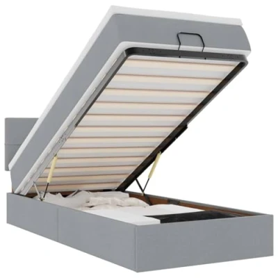 Afbeelding van vidaXL Bed met matras 100x200 cm stof lichtgrijs