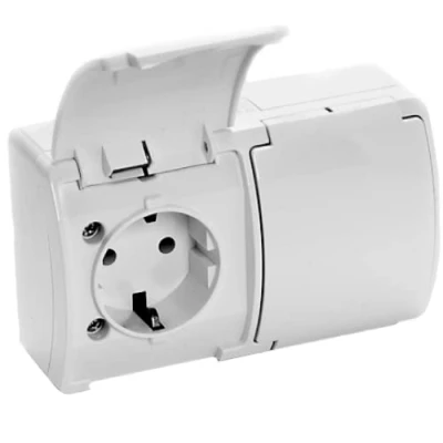Afbeelding van ORNO OE 7106 stopcontact voor buiten, waterdicht, IP44, opbouwmontage, versie van het Schuko product (wit)