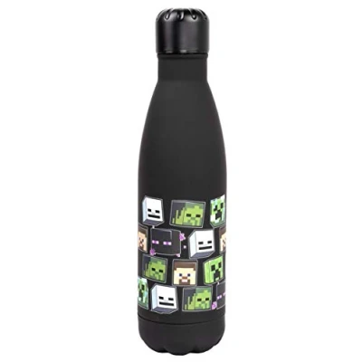 Afbeelding van Minecraft bidon roestvrijstalen waterfles zwarte met klimplant ontwerp kinderbidons, herbruikbare 750 ml Merchandise