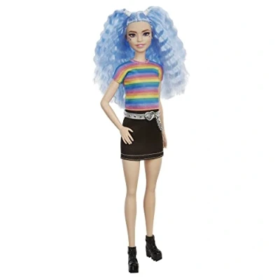 Afbeelding van Barbie Fashionista Pop Regenboogtopje &amp; Zwart rokje