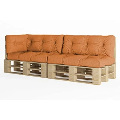 Afbeelding van chilly pilley europalletkussen met vlokken van schuim, geschikt voor palletmeubels, rugkussen, zitkussen en zijkussen, verkrijgbaar als set meerdere kussens (5 delige set, oranje)