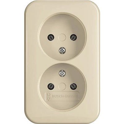 Afbeelding van Busch Jaeger Wandcontactdoos dubbel zonder aarde opbouw creme