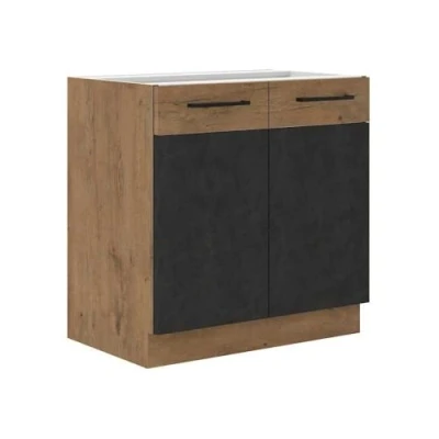 Afbeelding van ROCK onderbouwmeubel Melamine met lancelot eiken en matera grijs decor 1 deur L80 x H82 cm