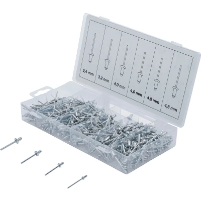 Afbeelding van BGS Popnagel assortiment aluminium 2,4 4,8 mm 400 delig