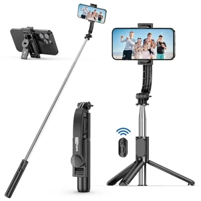 Afbeelding van Selfiestick statief, 3 in 1 uitbreidbare selfiestang met draadloze afstandsbediening, 360 rotatie, mobiele telefoonhouder voor iPhone 12/12 Mini/11/Samsung/Huawei