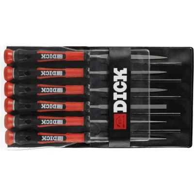 Afbeelding van Dick 2160142 2K Set naaldvijlen 6 delig met zwart/rode handgrepen, 140 mm, kap 2, Lengte mm 1 set(s)