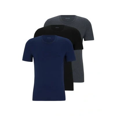 Afbeelding van HUGO BOSS heren T shirt met ronde hals in 3 pack de kleur Donkergrijs, maat: M