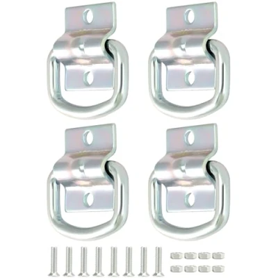 Afbeelding van QWORK® 4 stuks robuuste sjorogen van verzinkt staal met hoge sterkte voor het vastzetten de lading in aanhanger, bestelwagen, boot, montagehoek en schroeven