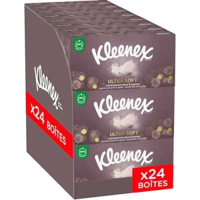 Afbeelding van KLEENEX Ultrazachte zakdoekendoos (1 doos met 64 zakdoeken) zacht en zijdeachtig die een gevoel van welzijn op de huid achterlaten gemaakt in Frankrijk