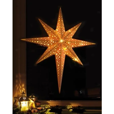 Afbeelding van Led ster van hout, met 10 leds verlicht, draadloos, incl. afstandsbediening, 40 cm of 52 cm, verschillende dessins, vensterster, houten ster, kerstdecoratie, adventsster (52 sterpatroon)